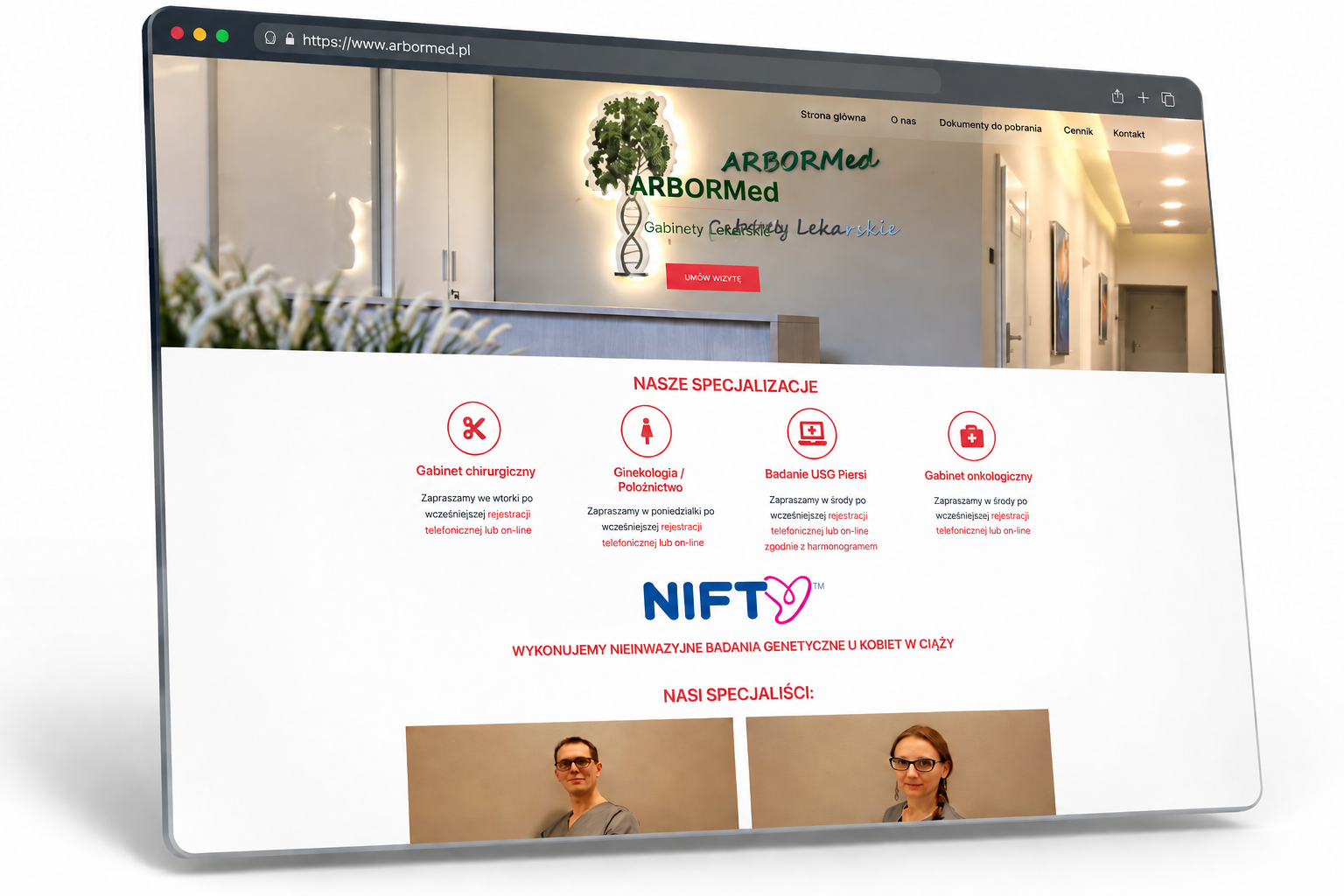 Strona ARBORMed — prywatne gabinety lekarskie w Skierniewicach, realizacja Evinet